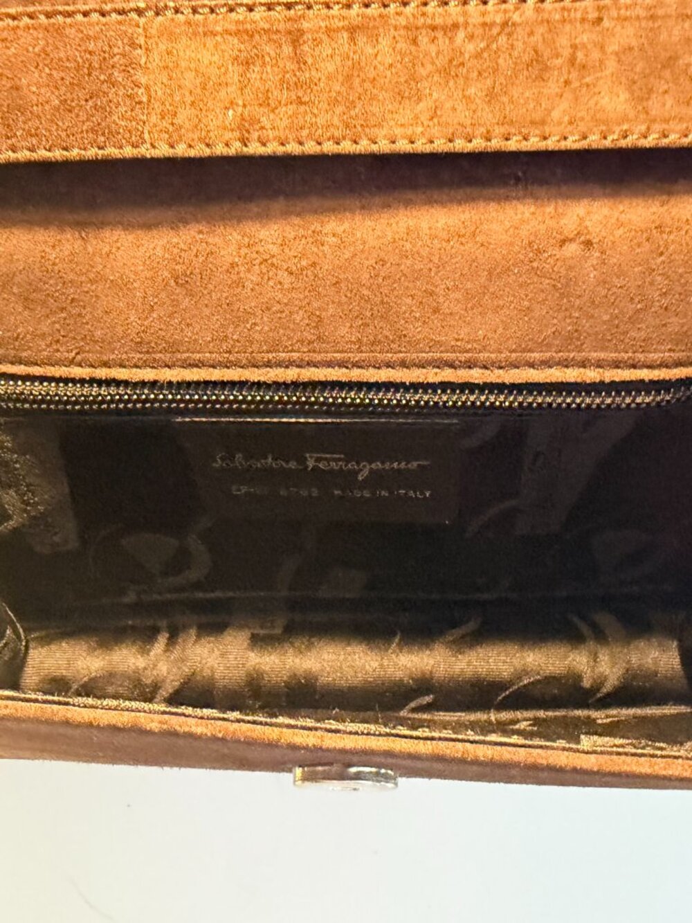 Salvatore Ferragamo Brown Suede Shoulder Bag - Picture 5 of 8